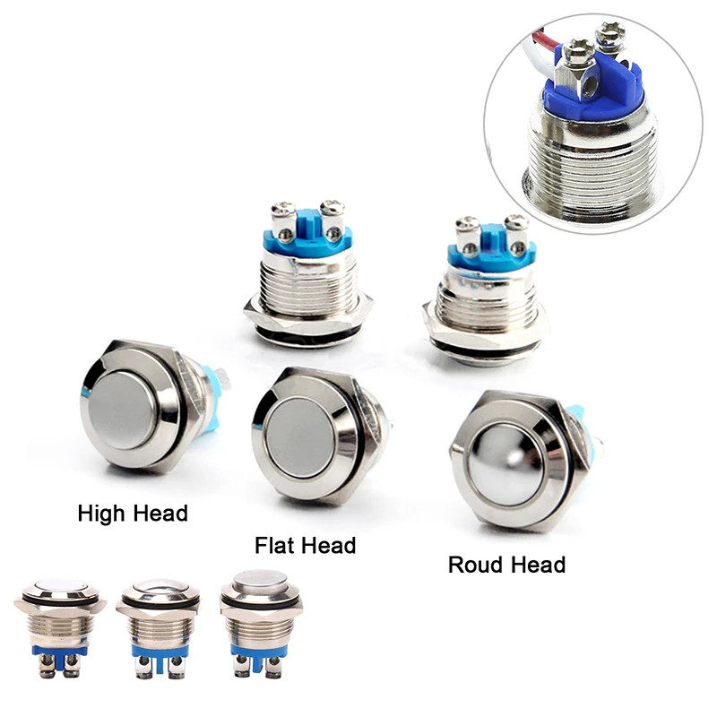 

16mm 1NO Waterproof Momentary Reset Metal Push Button Switch Screw Terminal Car Engine Doorbell Power Switch