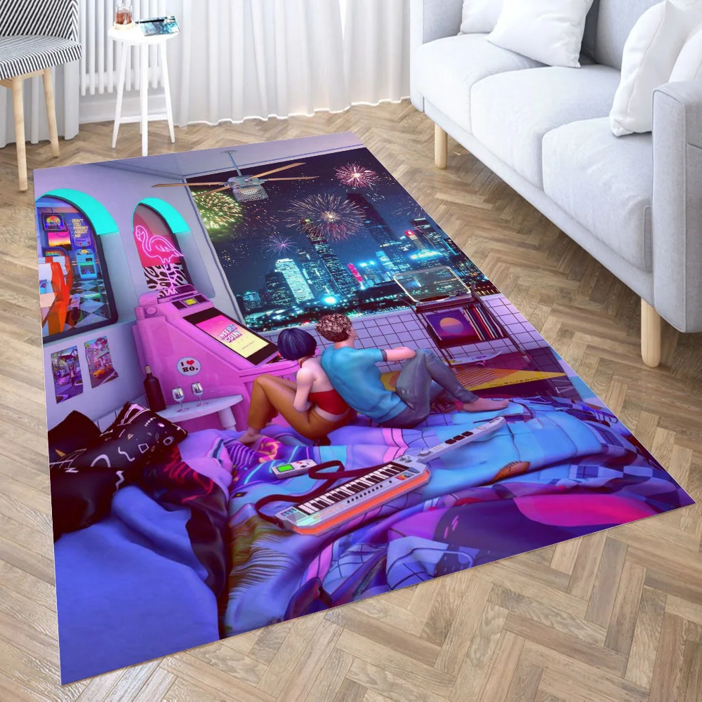 

Retro Night 3D Carpet Living Room Kitchen Entrance Door Mat Anti-slip Floor Rug Bathroom Area Hallway Mats