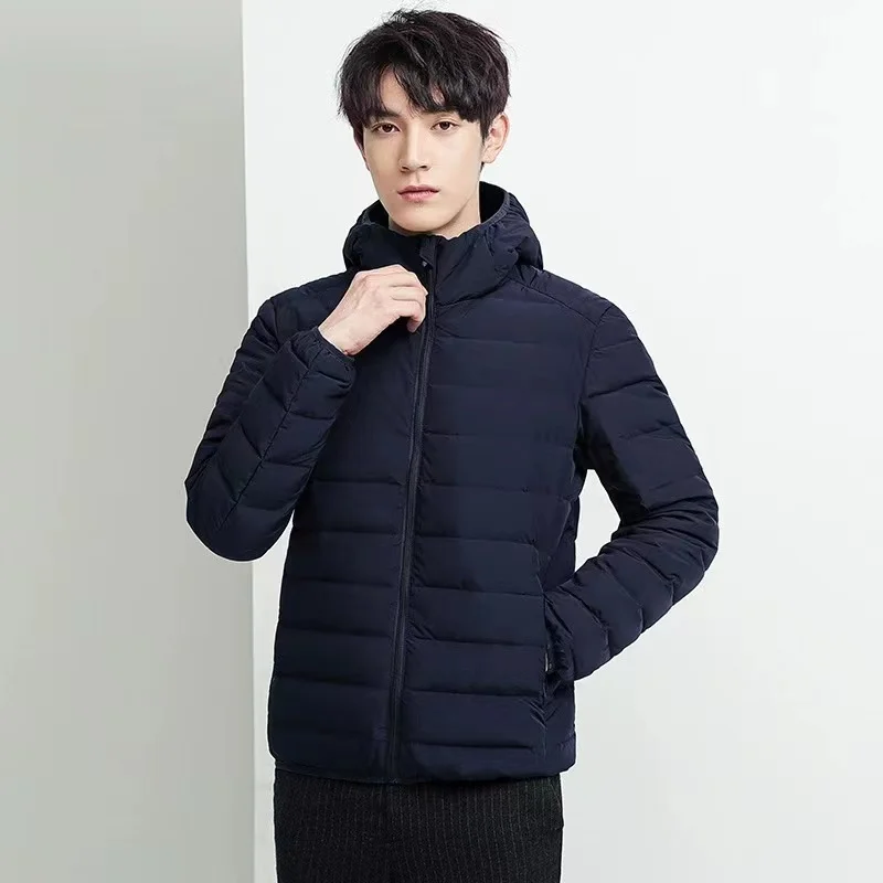 New Man Ultra Light Down Jacket Hooded Soft Matt Fabric Waterproof 90% Down Jackets Seamless Winter Autumn Warm Down Coat