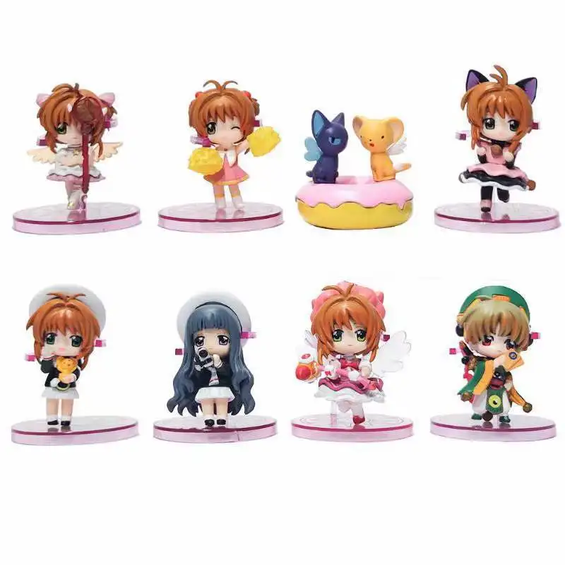 

Карточка Captor Sakura Kinomoto Sakura Daidouji Tomoyo Li Syaoran Kero-Chan мини ПВХ Фигурки игрушки куклы 8 шт./компл.