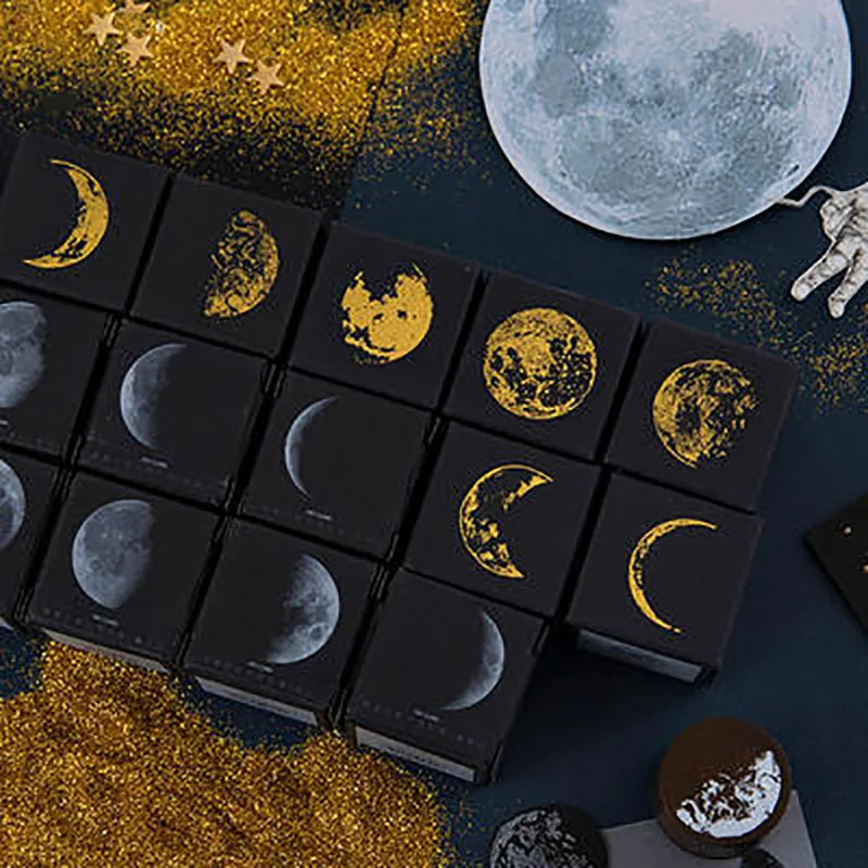 

Moon Wood Rubber Silicone Stamps Diary Chapter Seal Wax Sealing Print for DIY Paper Crafting Card Making & Scrapbooking Supply