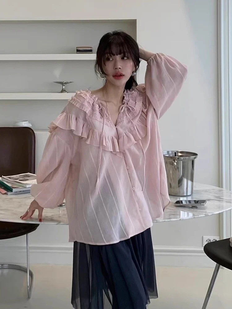 KUSAHIKI Женская рубашка из полиэстера полосатая