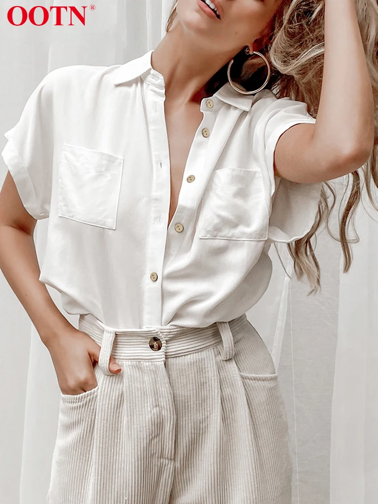 

OOTN Streetwear Crop Top Blouses Shirts Khaki Long Sleeve Top Button Up Shirt Casual Asymmetrical Loose Female Tops 2022 Cotton