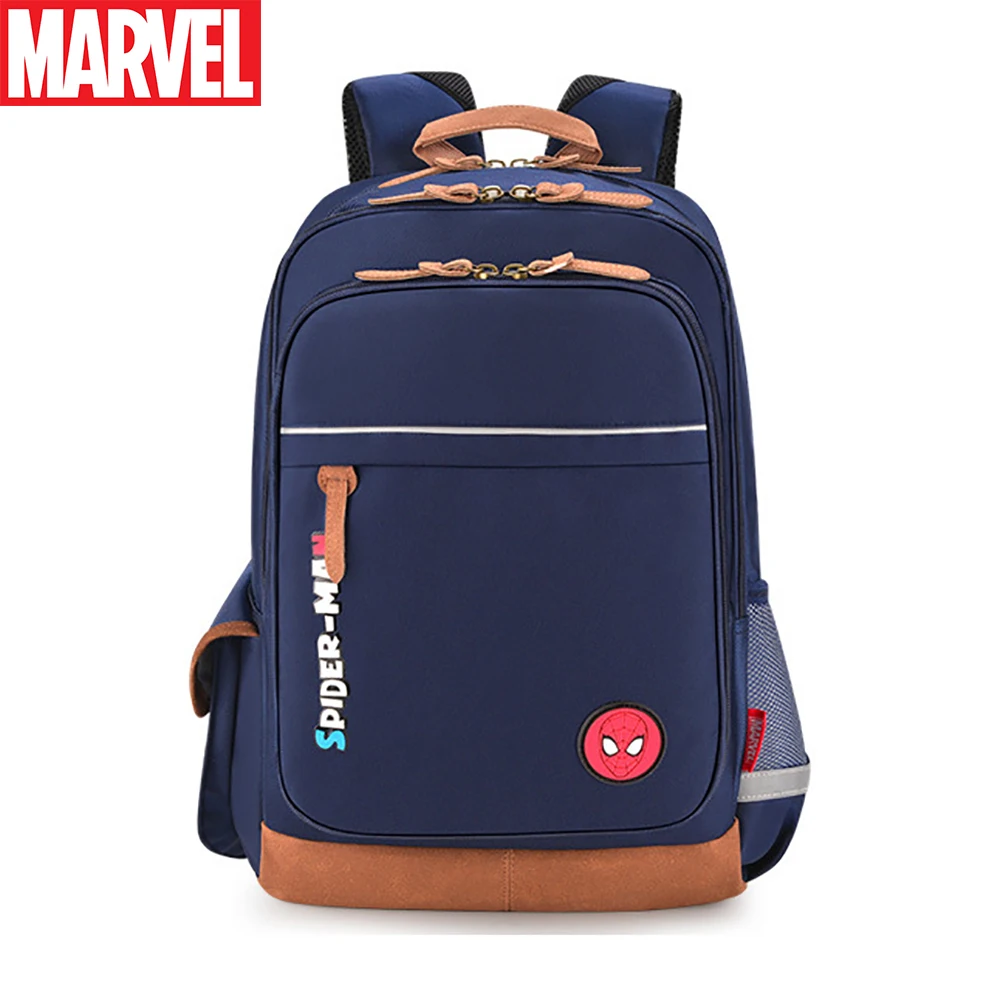 Детские школьные ранцы Marvel для мальчиков, вместительные рюкзаки с изображением Человека-паука, Капитана Америка, модная сумка с боковым отк...