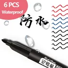 Маркеры перманентные толстые черныесиниекрасные, 1,5 мм, 6 шт.