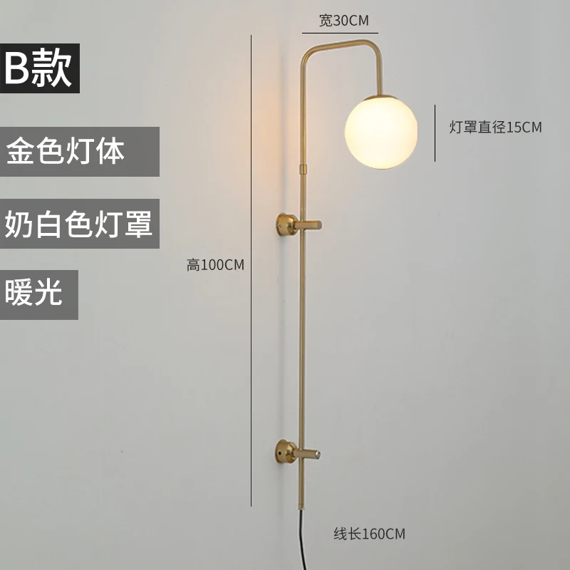 

Скандинавская винтажная светодиодная настенная лампа, Современный Железный черный прикроватный светильник с длинной штангой, зеркальный светильник для лестницы, настенное бра, осветительные приборы