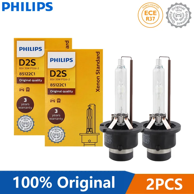2 шт., автомобильные ксеноновые лампы Philips HID D2S 35 Вт 4200 к