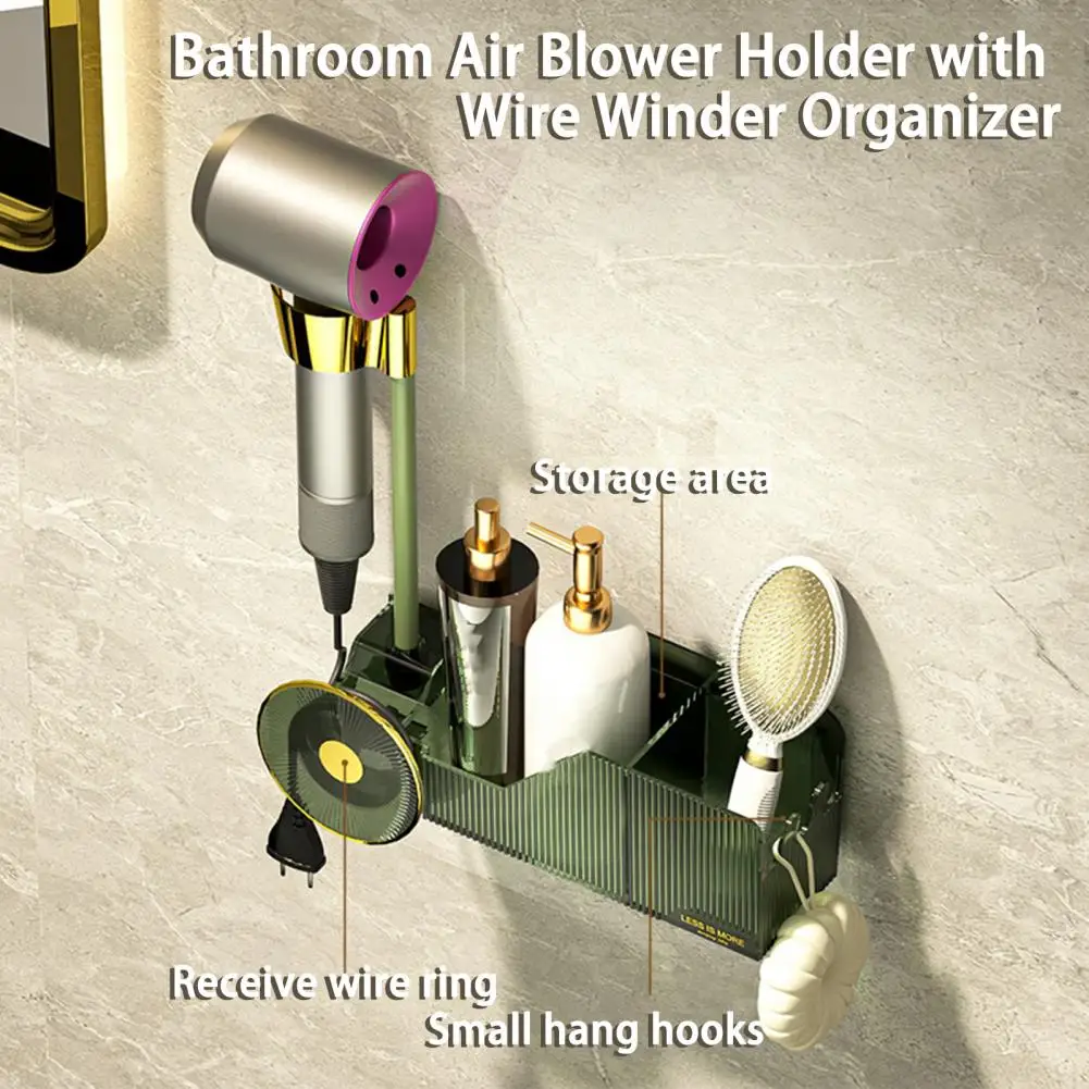 

Hair Dryer Rack Great Anti-scratch Anti-drop Hair Dryer Organizer Holder with Wire Storage Ring Daily Use