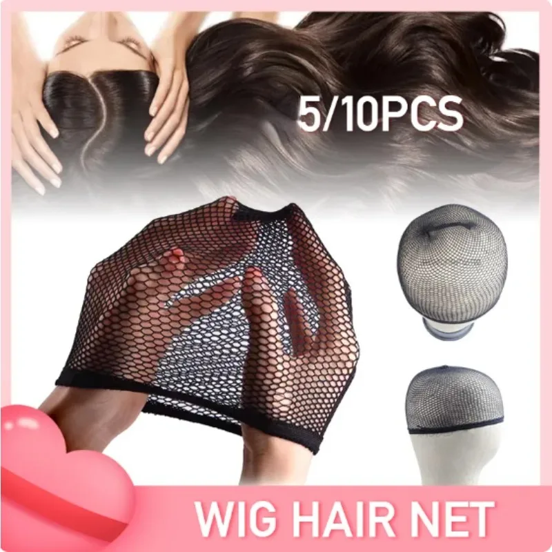 

10\5pcs Mesh Yarn Hairnet Nylon Hairnets Invisible Soft Elastic Lines Hair Net Adjustable Wig Hat Weave Breathable Hat Wig