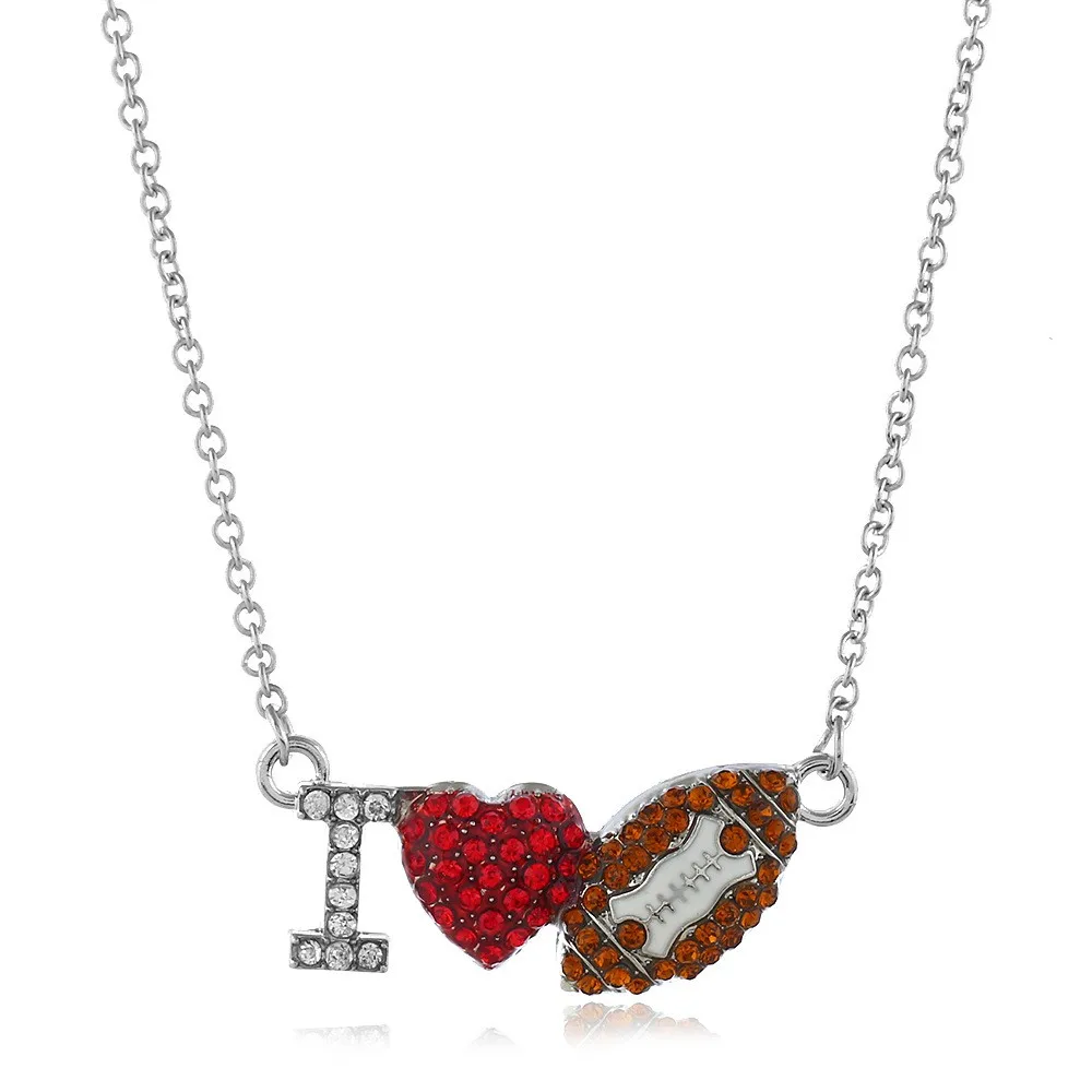 

Korean Sports Ball Rugby Pendant Necklace Luxury Rhinestones Handmade Sliver Color Jewelry Vintage 2023 Trendy Accessories