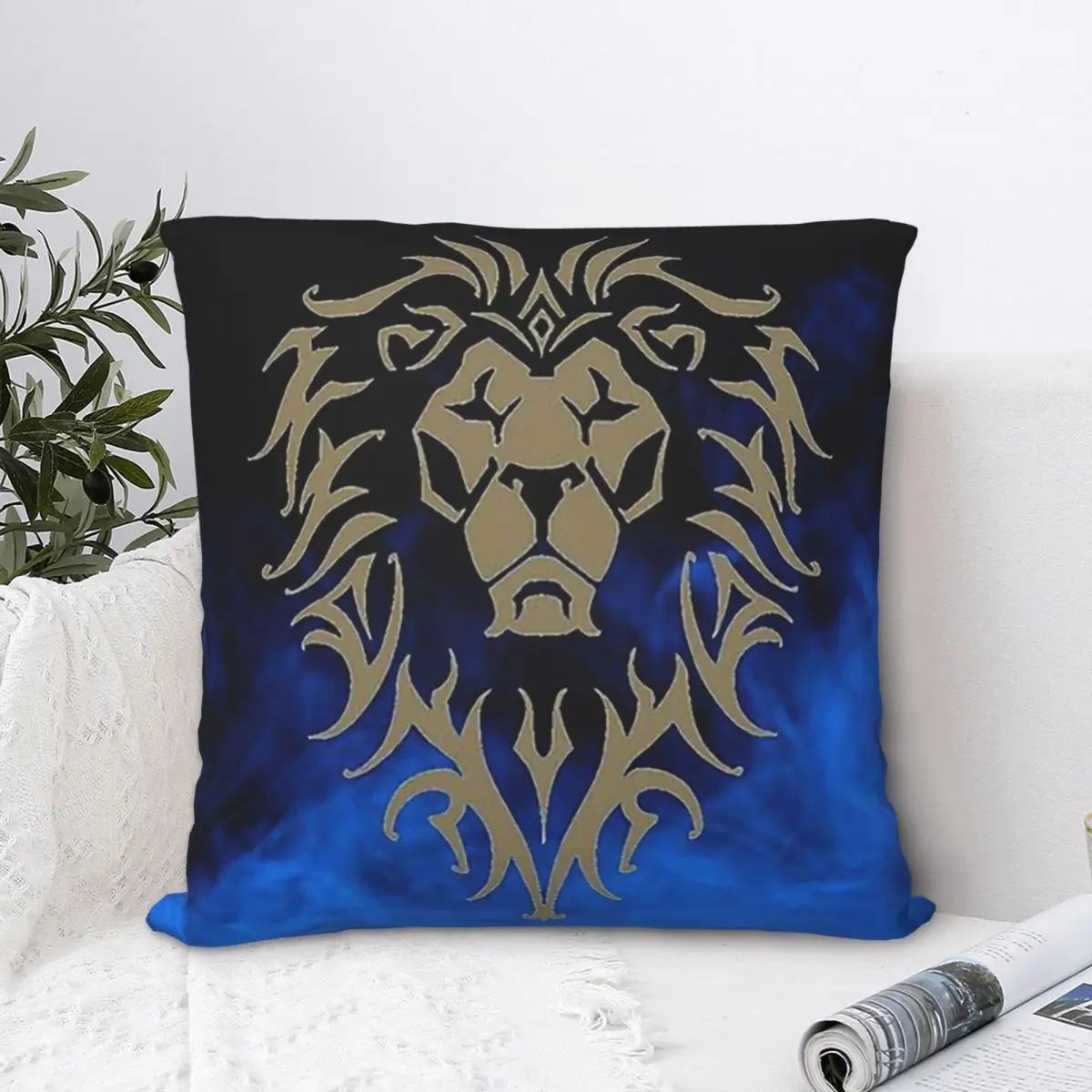 

Alliance Lion Throw Pillow Case World of Warcraft Role Playing Game Backpack Cushions Covers DIY Printed Kawaii Chair Decor