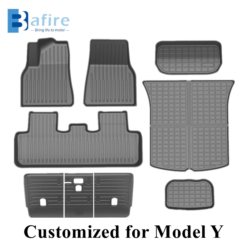 BAFIRE Floor Pad Trunk Mat Liner For Tesla Model Y Cargo Mat Sets All Weather 3D Anti-Slip Waterproof Floor Liner 2021 Dropship