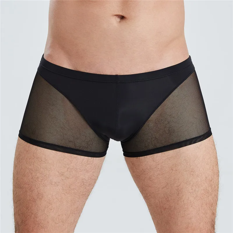 

Men Boxer Shorts Ultra-thin Ice Silk Slip Sheer Boxershorts Sexy Underwear Breathable Underpants Penis Pouch Trunks Calzoncillos
