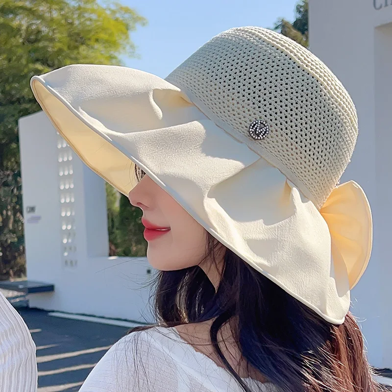 New Style Fisherman Hat Big Brim UV Protection Beach Hat Sun Hat Female Straw Hat Breathable Sun Protection Summer