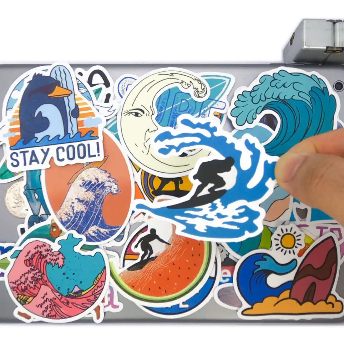 

20/30/50 Pieces Surfing Stickers Sea Beach Sunshine Travel Posters Decals for Scrapbook Bike Car Motorcycle Luggage Laptop Phone