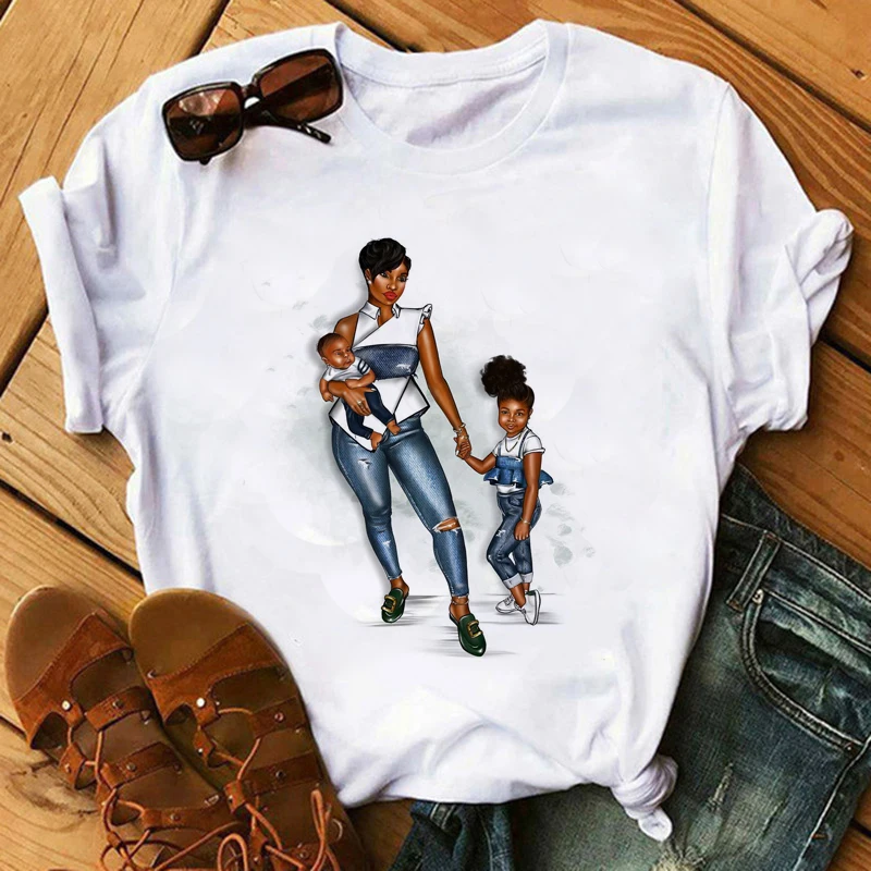 

2020 Melanin Poppin T shirt Women Harajuku Female T-shirt 90s Black Girl Magic Aesthetic Funny T shirt Femme tops tee for Women