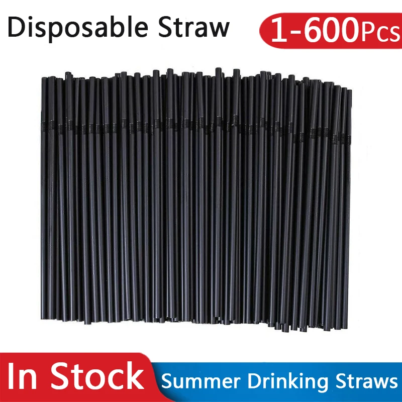 

100-600Pcs Drink Straws Plastic Elbow Cocktail Straw Disposable Drinking Party Children Tubes For Kitchen Beverage Accessories
