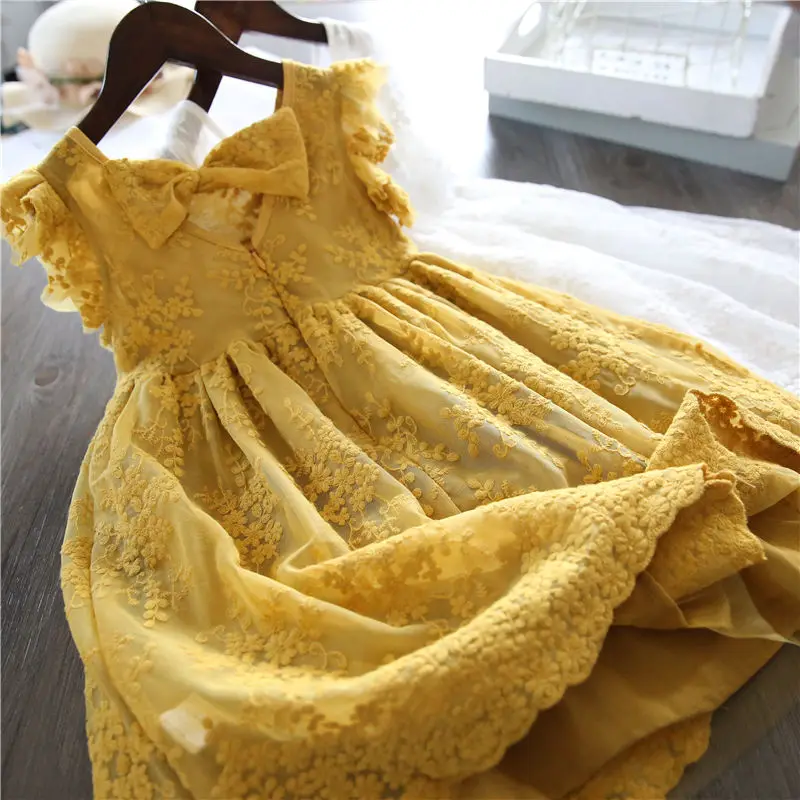 Летняя одежда для девочек 2022 кружевное детское платье принцессы на день рождения