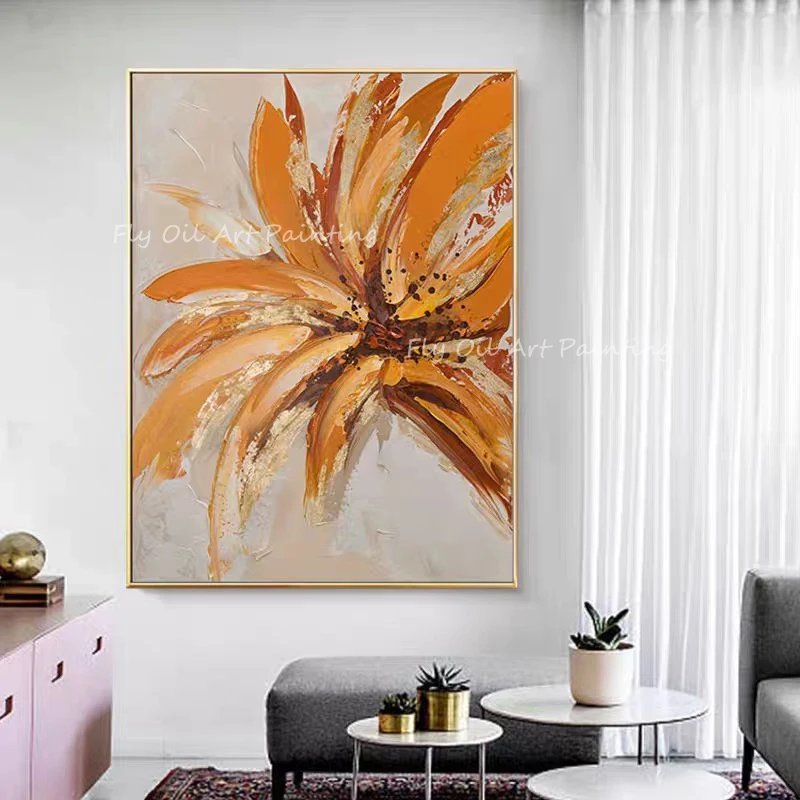 

Картина с цветами на стену, изображения на срезы, для гостиной, ручная картина маслом на холсте, художественный постер, украшение для спальн...