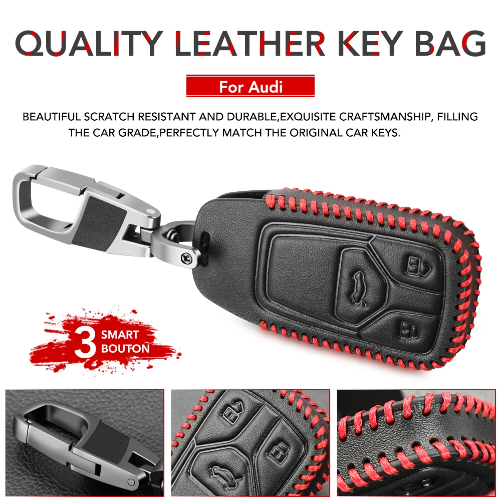 Кожаный чехол для автомобильного ключа AUDI A4 A4L A5 Q5 Q7 TT 2016 2017 Key 2018 аксессуары
