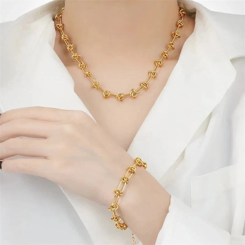 Кубинская цепочка GANEMLY из нержавеющей стали 316L с бусинами ожерелье для женщин