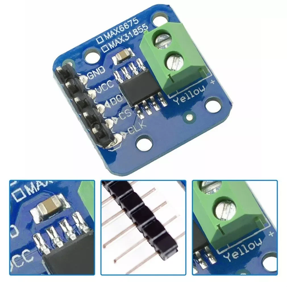 

MAX31855 K Type Thermocouple Board Readable Temperature Sensor Module For Arduino -200℃ to+1350℃ Out L