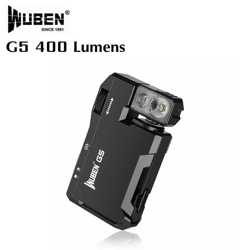 Фото WUBEN G5 Mini EDC Light Портативный карманный фонарик 400 люмен Водонепроницаемый магнитный хвост 52 г Сверхлегкий 180 °   Вращающаяся головка №1