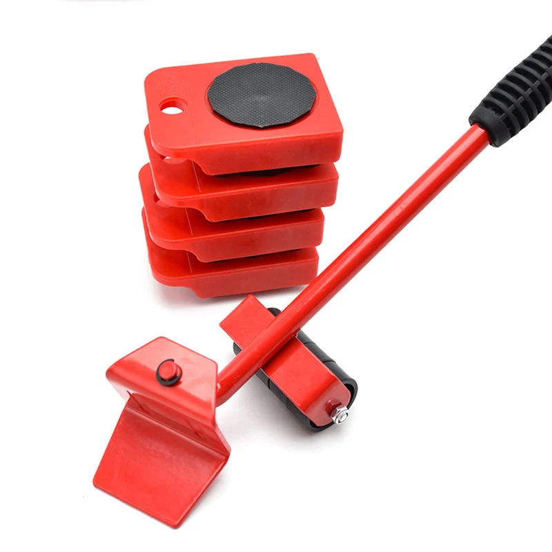 

5Pcs Professional Furniture Mover Tool Set Heavy Stuffs Transport Lifter Wheeled Mover Roller with Wheel Bar Moving Hand Device