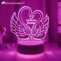 swan i love you 3d night light heart led touch switch colorful atmosphere for home decoration light table lamp bedside lantern