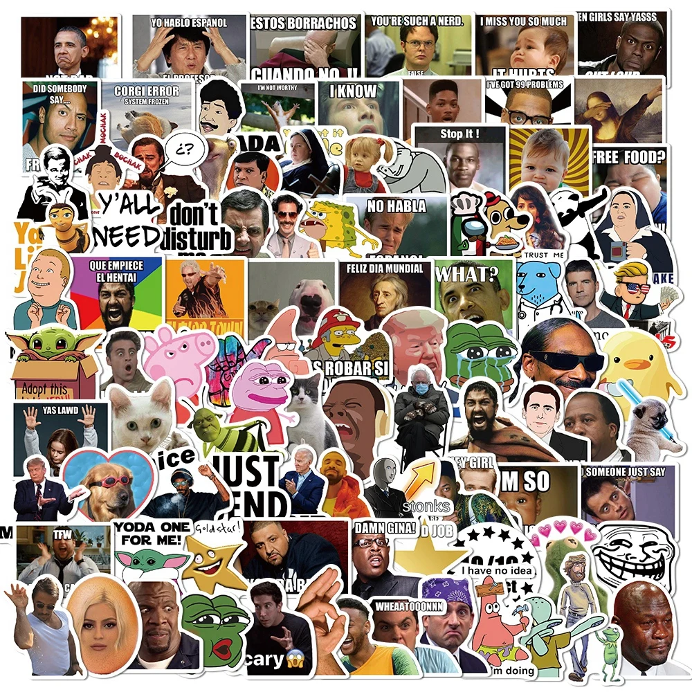 

10/50/100pcs New Funny Meme Stickers for Laptop Phone Fridge Scrapbooking Car Luggage Decals Sticker Style Trendy Kids Toys
