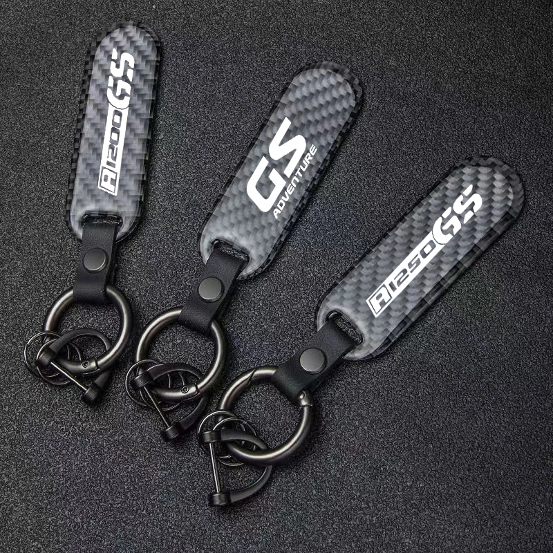 

New Fashion High-Grade Carbon Fiber Car Keychain Rotating Horseshoe Rings For BMW R1200GS R 1250GS GS Adventure Car Accessories
