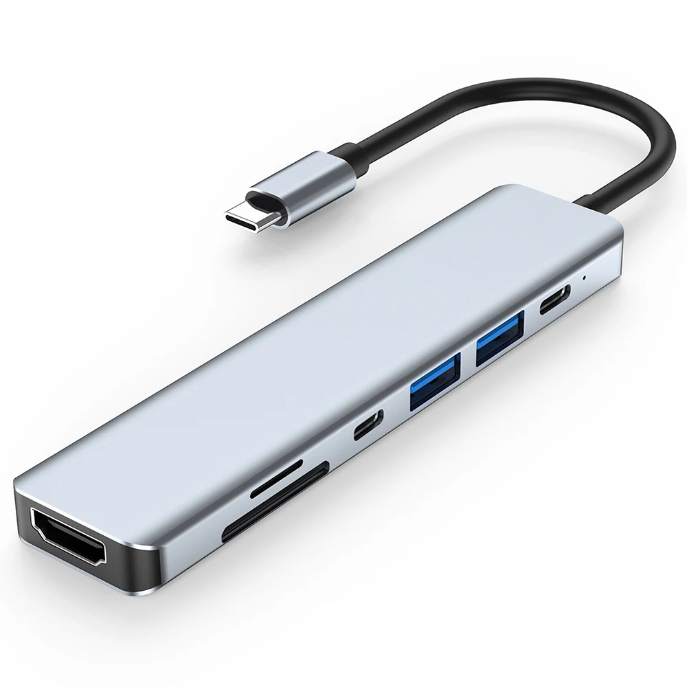 

Док-станция 7 в 1, USB Type-C, USB 3,0, USB 2,0, 4K, HDMI
