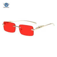 teenyoun eyewear hot square rimless sunglasses luxury brand punk leopard accessories glasses uv400 sun glasses