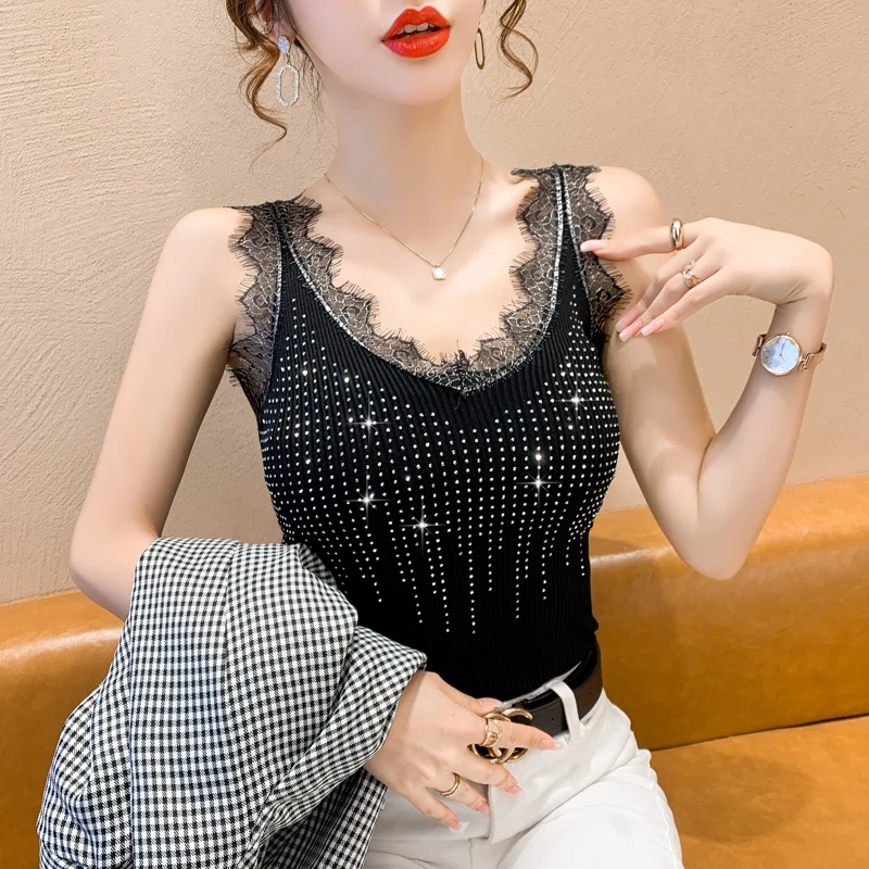 

Летний женский жилет популярный корейская мода с V-образным вырезом саржевый сексуальный однотонный Приталенный топ без рукавов Movafag