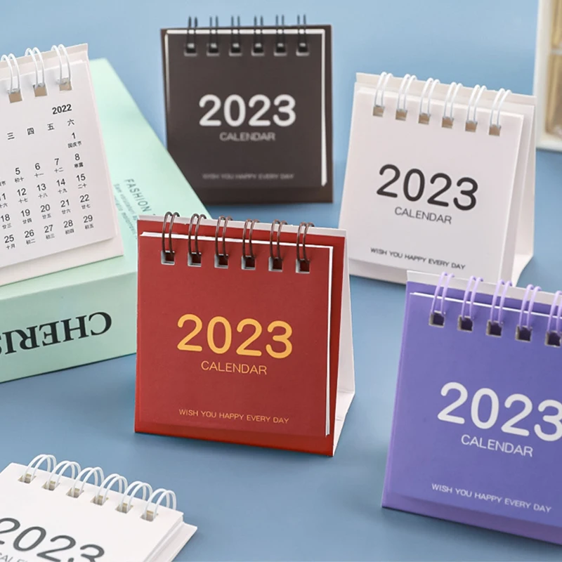 

2023 New Year Mini Table Calendar Desktop Dual Daily Scheduler Table Planner School Office Yearly Retro Simple Planner Calendars