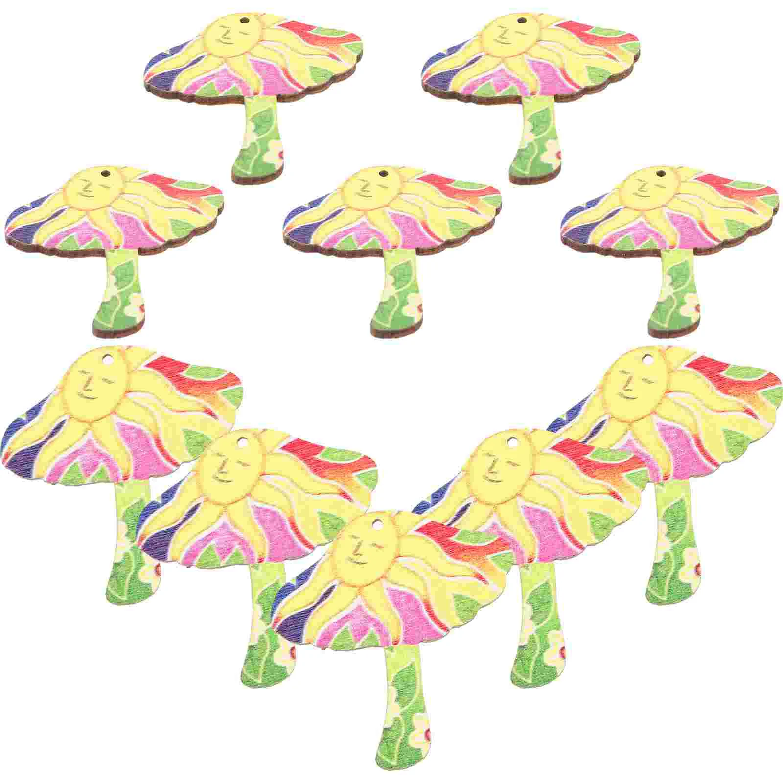 

10 Pcs Mushroom Shape Charms DIY Jewelry Accessories Bracelet Wooden Necklace Pendants Making