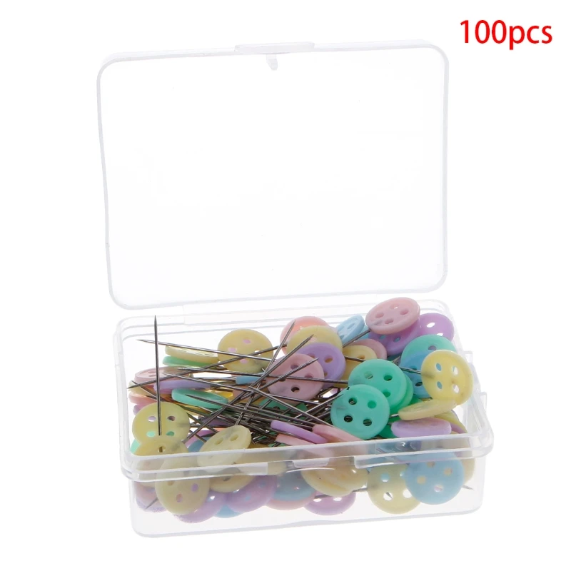 

100 Pcs Push Pins Button Style Positioning Needles For Manual Sewing Patchworks
