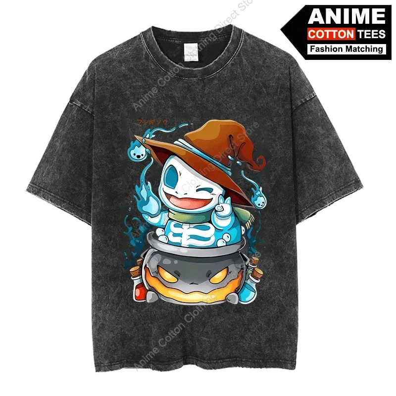 Футболка Pocket Monster Halloween Ivysaur хлопковая винтажная футболка Y2k Harajuku Street повседневные