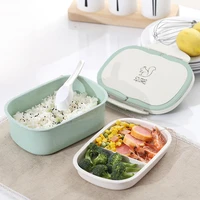 2 layers wheat straw lunch box portable microwae heating container food storage box school office with compartment bento box