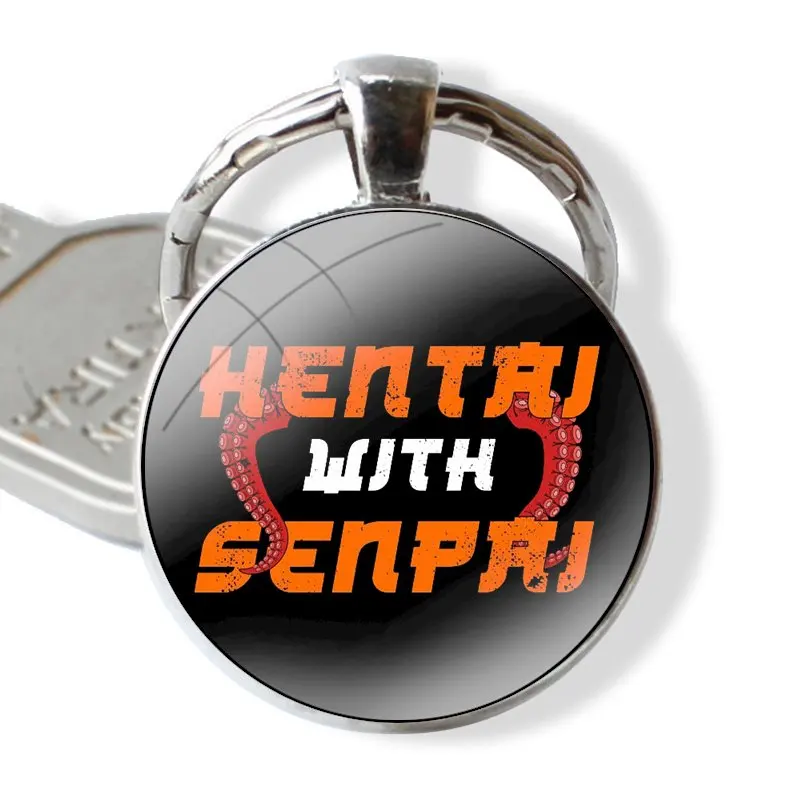 Хентай с девушкой Сенпай брелок ручной работы стеклянный кабошоном держатель