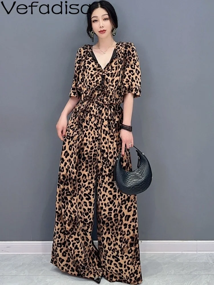 

Vefadisa 2023 Spring Summer New Fashion Waist Wrapped V-Neck Bodysuit Casual Versatile Women Jumpsuit ZXF006B