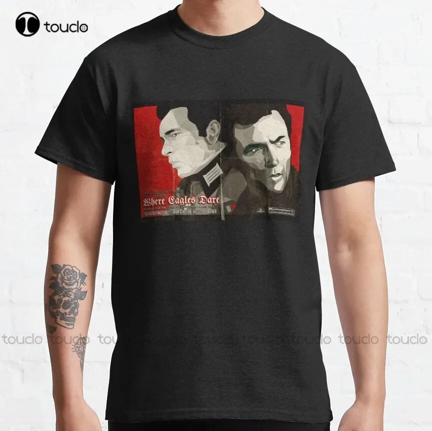 Фото Классическая футболка Where Eagles Dare (автоматический плакат) Clint Eastwood, женская рубашка для плавания, простые винтажные повседневные футболки на открытом воздухе №1