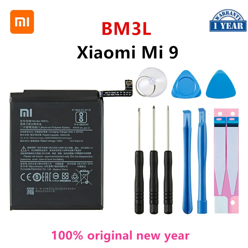 

Xiao mi 100% Orginal BM3L 3300mAh Battery For Xiaomi 9 Mi9 M9 Mi 9 BM3L High Quality Phone Replacement Batteries +Tools