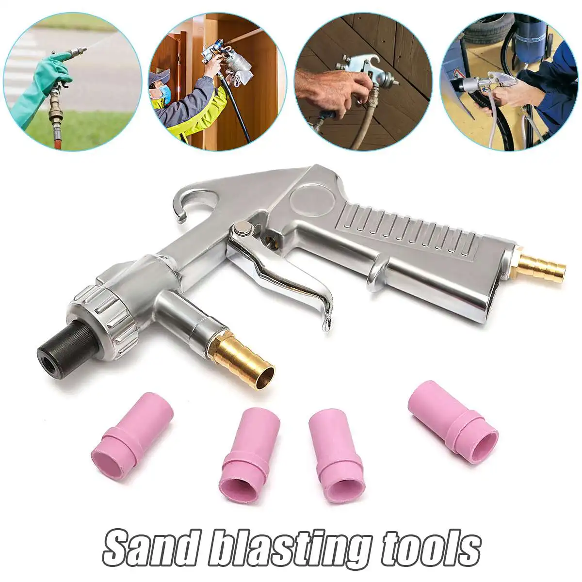

Sandblaster Feed Guns Air Siphon Sand Blasting Abrasive Tool Ceramic Nozzles Tips Kit Power Tools Sprayer