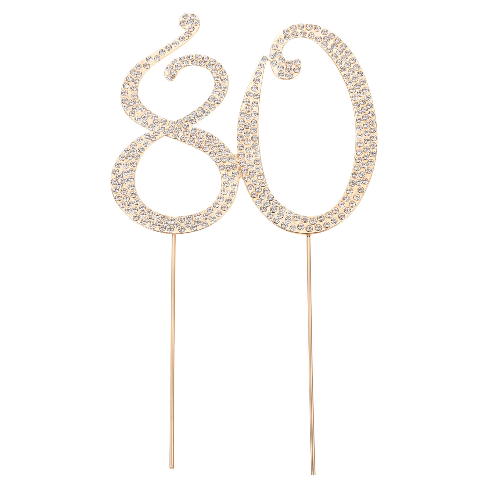 

80th Birthday Cake Topper With Rhinestone Decor Glitter Ornament Party Favor