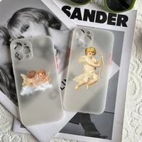 cartoon angel baby printing phone case luxury silicone shockproof matte for iphone 7 8 plus x xs xr 11 12 13 pro max
