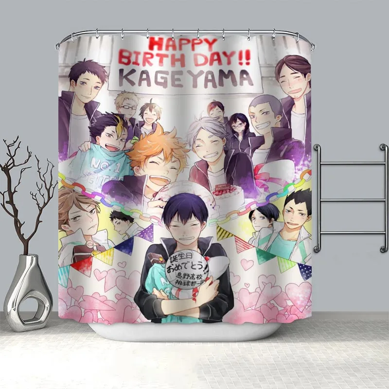 

Занавеска для душа Haikyuu из 100% полиэстера на заказ, занавеска для душа в стиле аниме для мальчика, Современная Фотоштора, водонепроницаемая з...