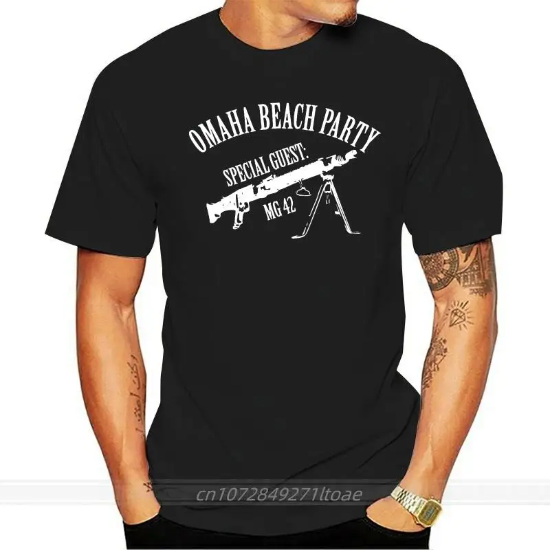 

New Summer Fashion T-Shirt MG42 OMAHA BEACH PARTY WW2 CULT Germany German Cotton Tee Shirt