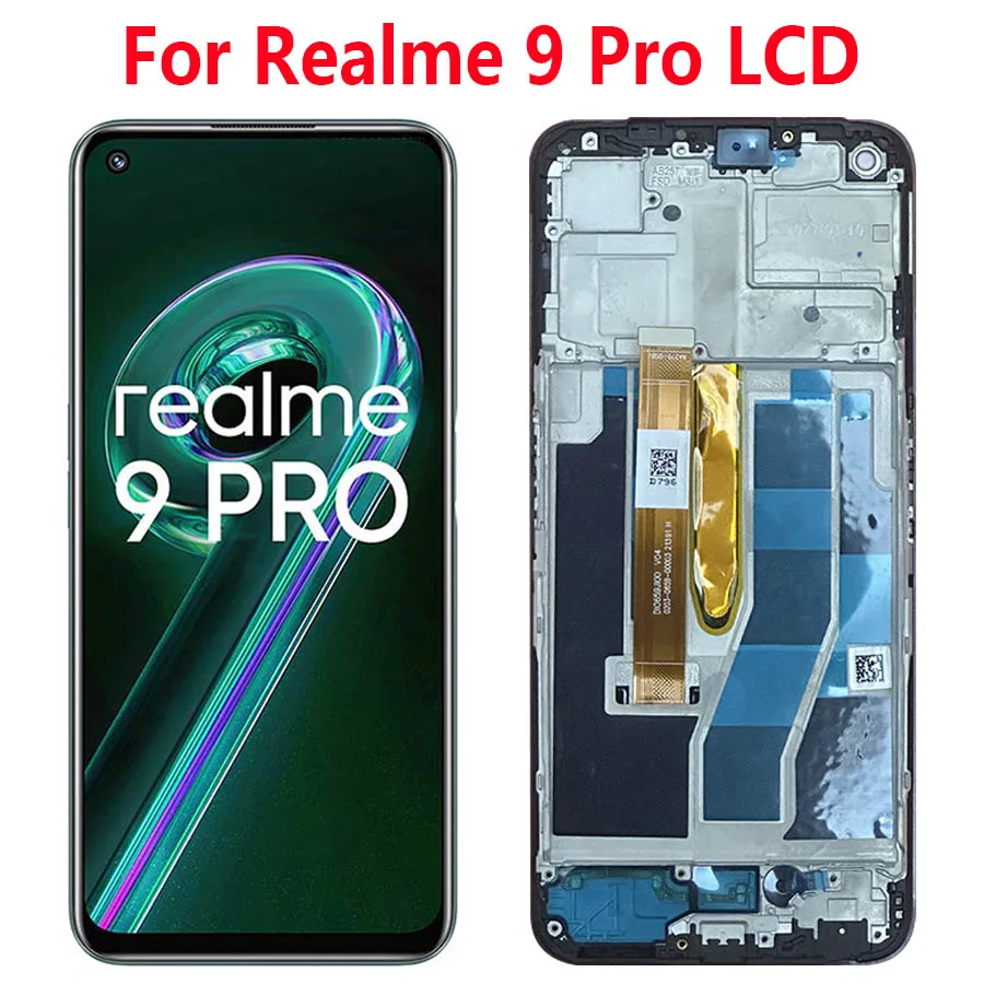 

ЖК-дисплей 6,6 "для Realme 9 Pro, сенсорный экран, датчик дигитайзера в сборе, замена для Realme 9 Pro LCD RMX3471, RMX3472, оригинал