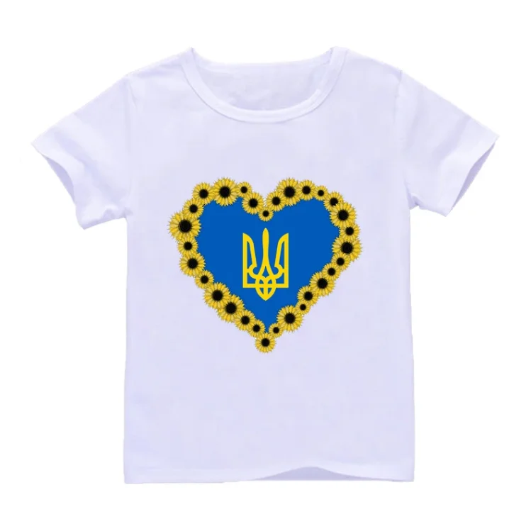Футболка детская с коротким рукавом и принтом украинского подсолнуха